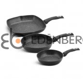 EB-1732 Набор сковородок 3 шт. 20/24 см. + гриль сковорода 28 см, мраморное покрытие
